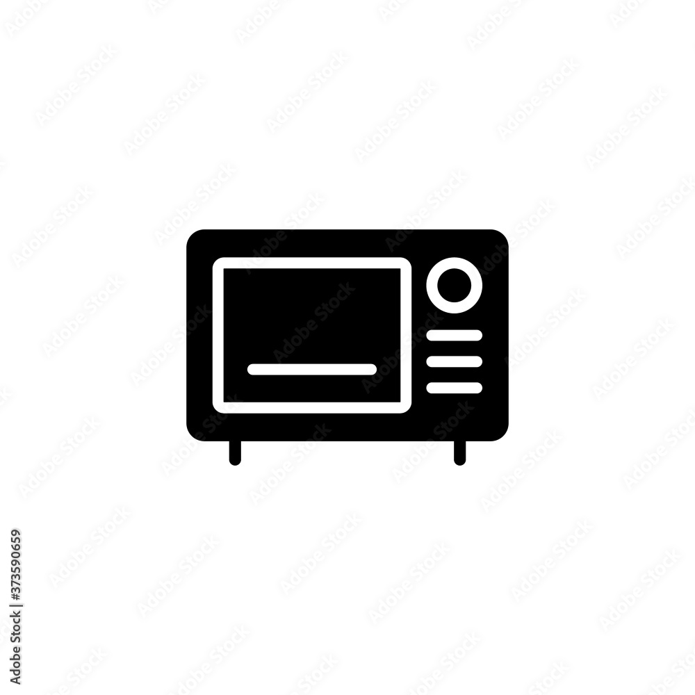 Microwave Icon in black flat glyph, filled style isolated on white background Microwave Icon in black flat glyph, filled style isolated on white background