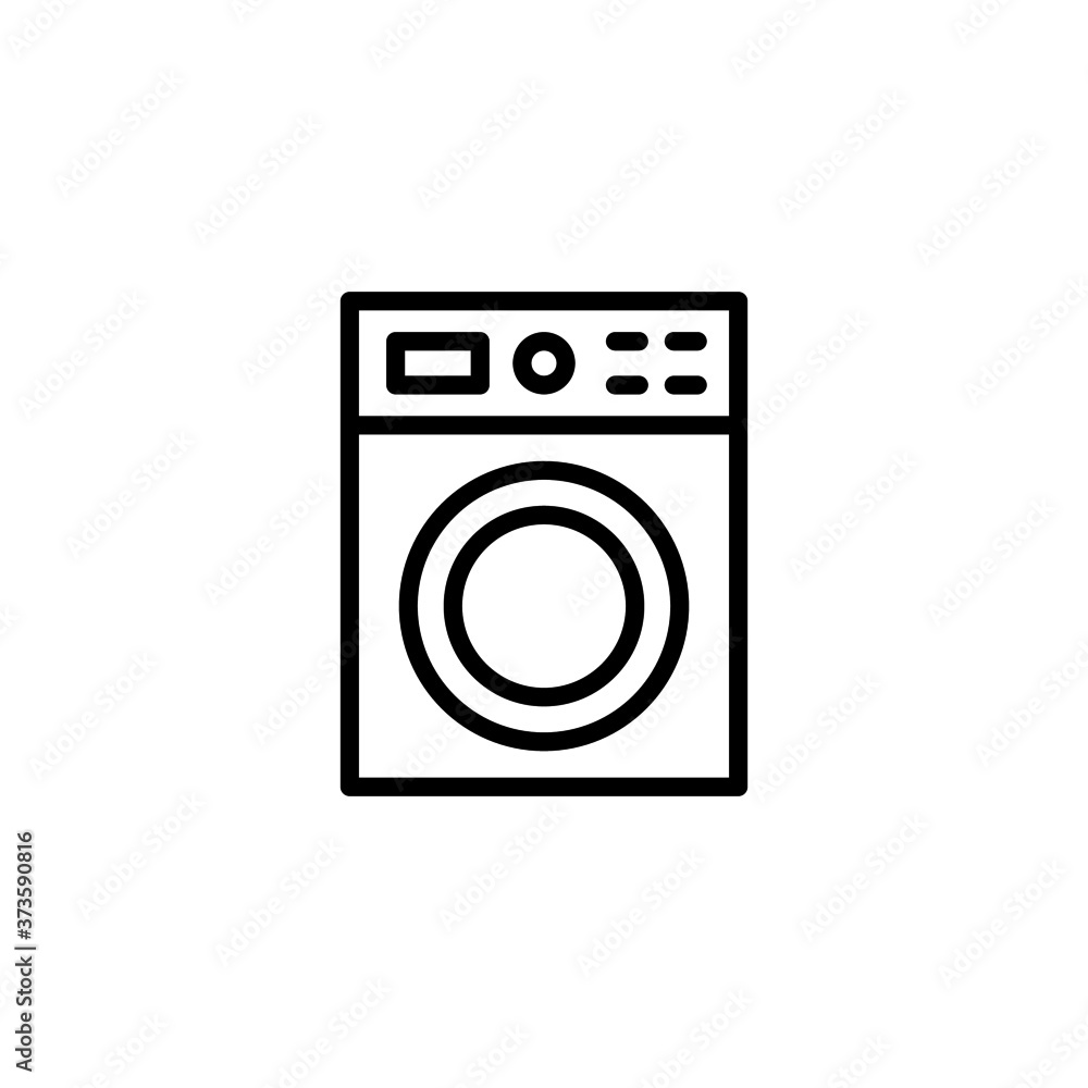 Washing machine Icon in black line style icon, style isolated on white background Washing machine Icon in black line style icon, style isolated on white background