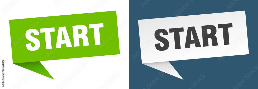 start banner sign. start speech bubble label set start banner sign. start speech bubble label set