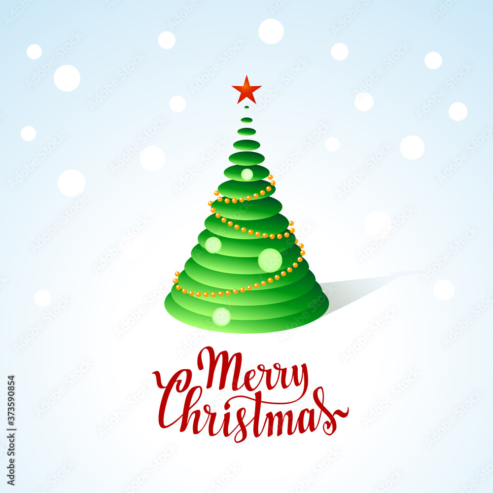 Merry Christmas lettering with green Christmas tree Merry Christmas lettering with green Christmas tree