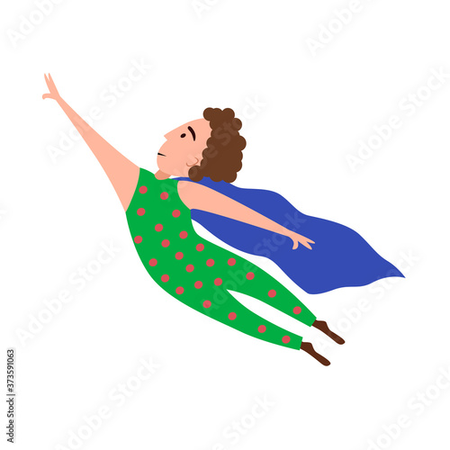 The flying superhero is always ready to save the day. A man is flying in his pajamas. a comic character on a white isolated background. Flat vector illustration
