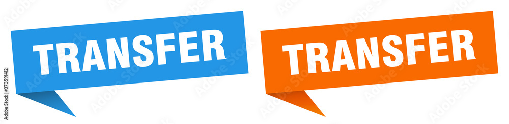 transfer banner sign. transfer speech bubble label set transfer banner sign. transfer speech bubble label set