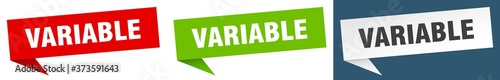 variable banner sign. variable speech bubble label set