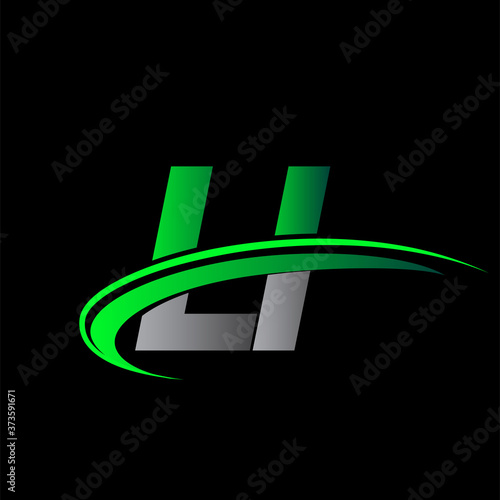 initial letter LI logotype company name colored green and black swoosh design. vector logo for business and company identity.
