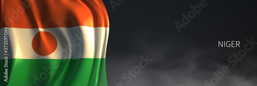 Niger Flag with Dark Background. 3d Rendering of African countries Flag.
