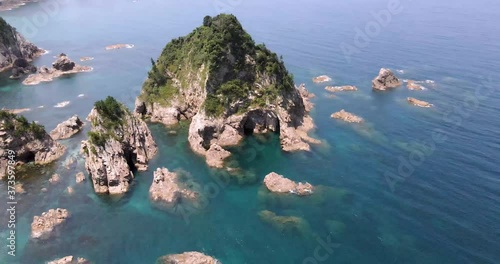山陰海岸ジオパーク　ドローン 空撮4K 鳥取県浦富海岸　城原海岸