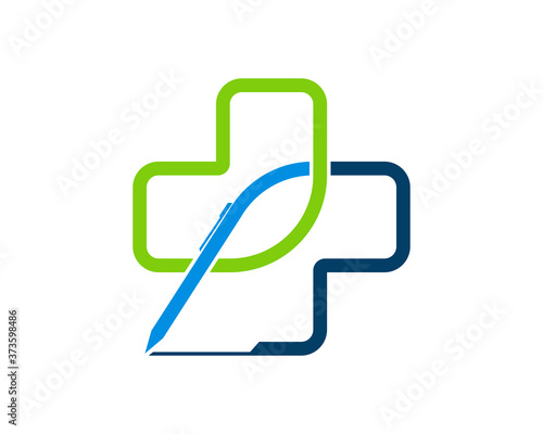 Abstract Medical symbol with pen writer