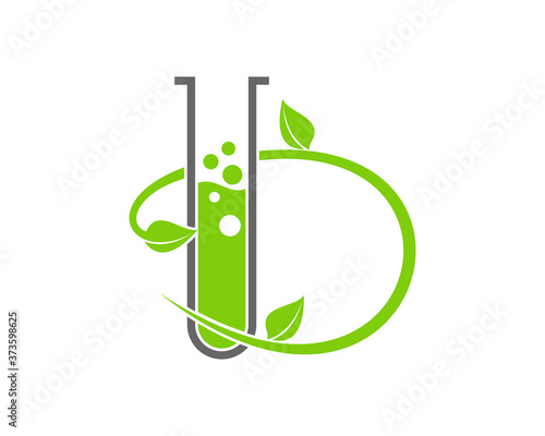 B Letter with nature laboratory test tube