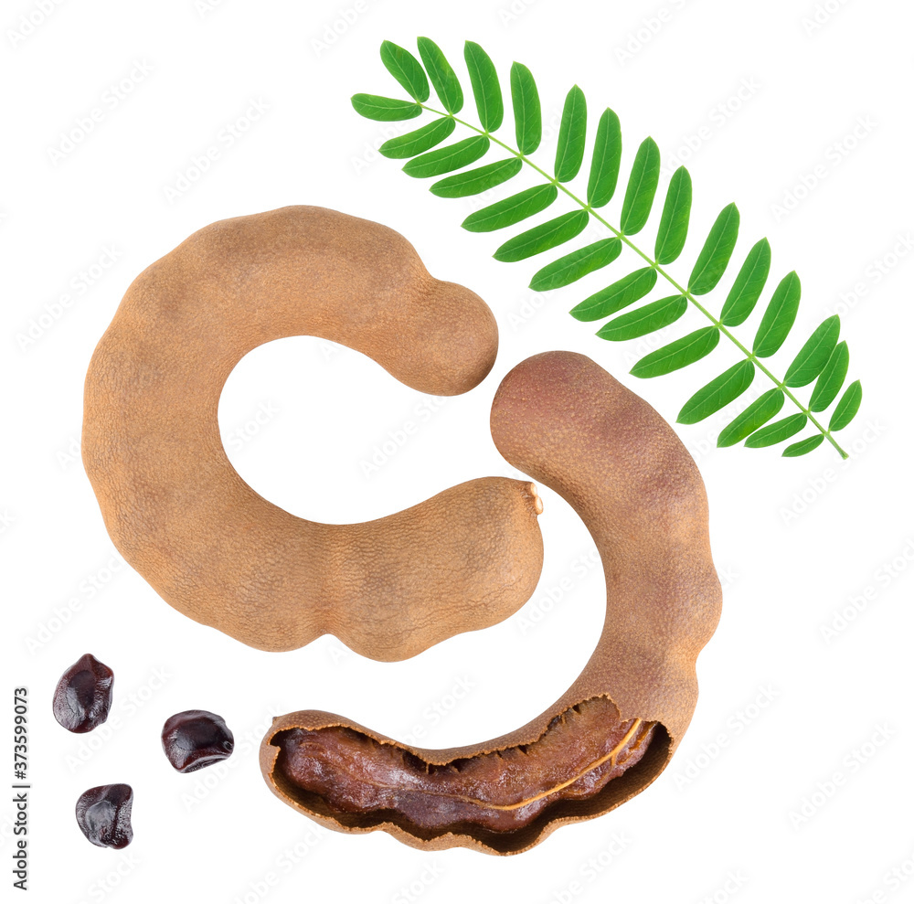 Top view of Sweet tamarind isolated on white background Top view of Sweet tamarind isolated on white background