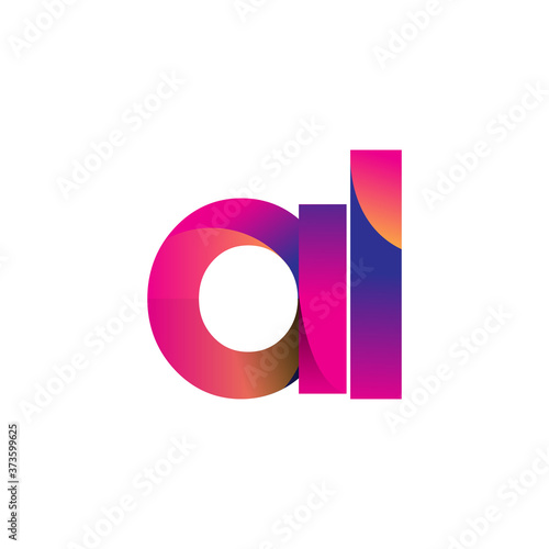 Initial Letter AL Logo Lowercase, magenta and orange, Modern and Simple Logo Design.