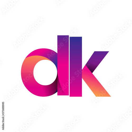 Initial Letter DK Logo Lowercase, magenta and orange, Modern and Simple Logo Design.