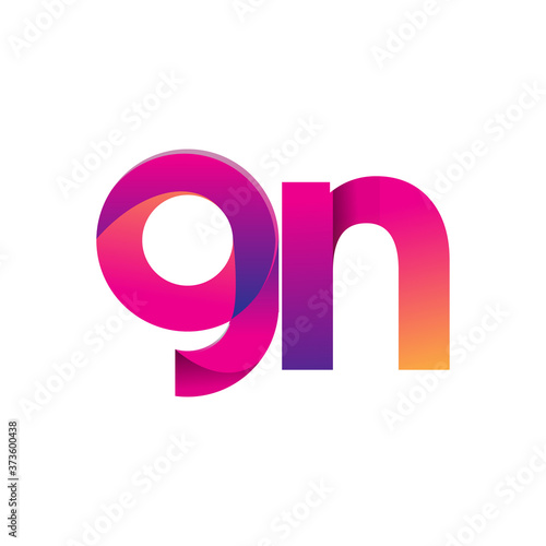 Initial Letter GN Logo Lowercase, magenta and orange, Modern and Simple Logo Design.