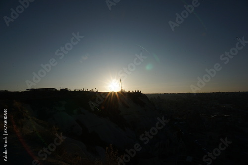 Panoramic view on sunset at Goreme town of Cappadocia.