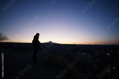 View of Goreme at night  Cappadocia  Turkey