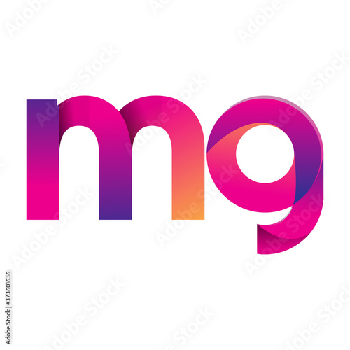 Initial Letter MG Logo Lowercase, magenta and orange, Modern and Simple Logo Design.