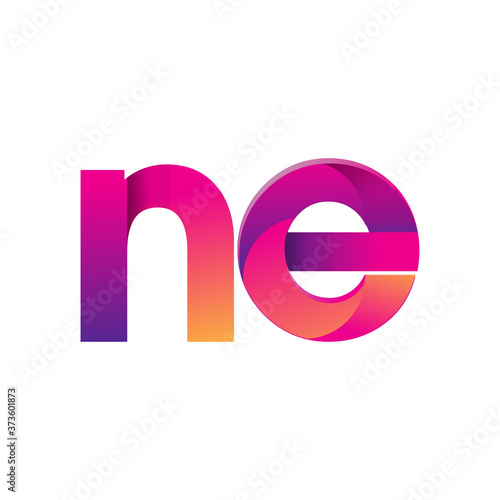 Initial Letter NE Logo Lowercase, magenta and orange, Modern and Simple Logo Design.