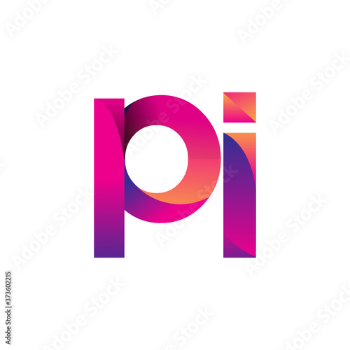 Initial Letter PI Logo Lowercase, magenta and orange, Modern and Simple Logo Design.