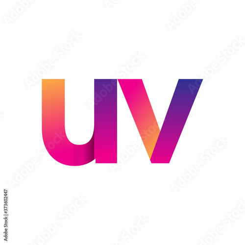 Initial Letter UV Logo Lowercase, magenta and orange, Modern and Simple Logo Design.