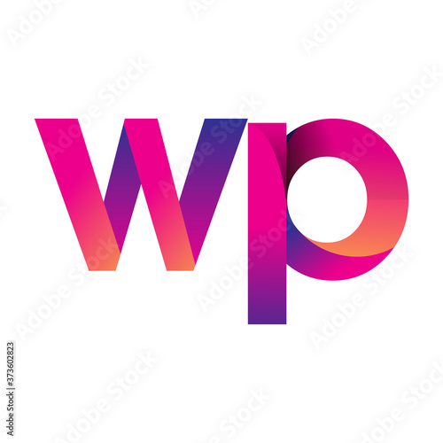 Initial Letter WP Logo Lowercase, magenta and orange, Modern and Simple Logo Design.