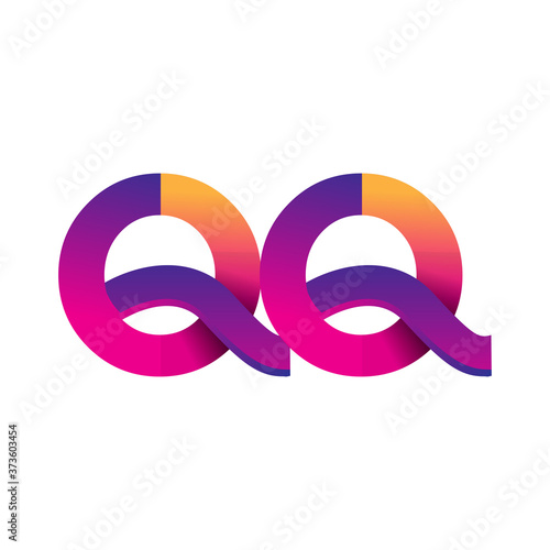 Initial Letter QQ Logo Lowercase, magenta and orange, Modern and Simple Logo Design.