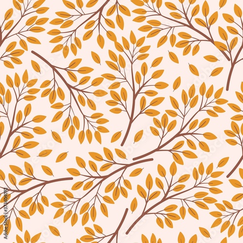 Seamless pattern with autumn leaves, colorful foliage. Vector background for wallpaper, wrapping, textile.