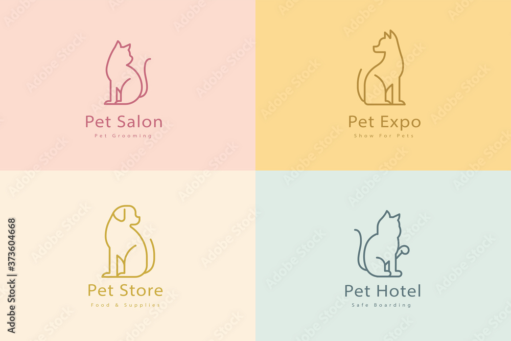 Elegant dog and cat line icons Elegant dog and cat line icons