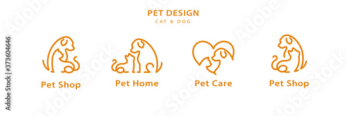 Pet line style logo design set