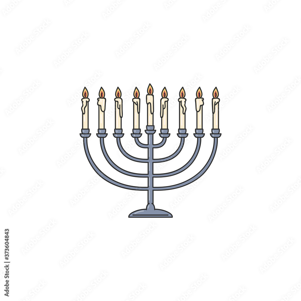 Sketch icon of Jewish menorah for Hanukkah cartoon vector illustration isolated. Sketch icon of Jewish menorah for Hanukkah cartoon vector illustration isolated.