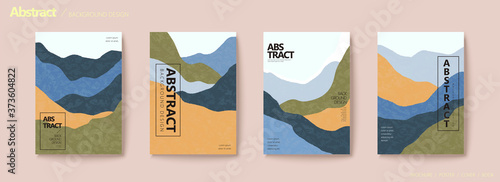Flat mountain layers flyer set
