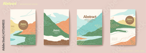 Mountain and river scene flyer set