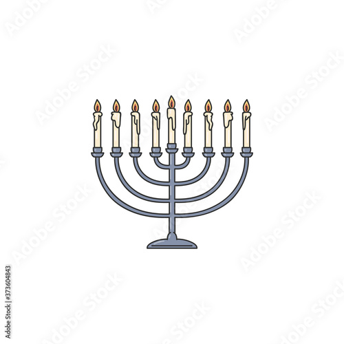 Sketch icon of Jewish menorah for Hanukkah cartoon vector illustration isolated.