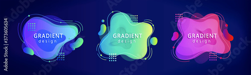 Set of futuristic fluid label