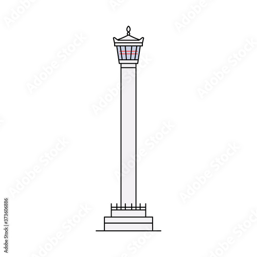 South Korea famous tower building, sketch cartoon vector illustration isolated.