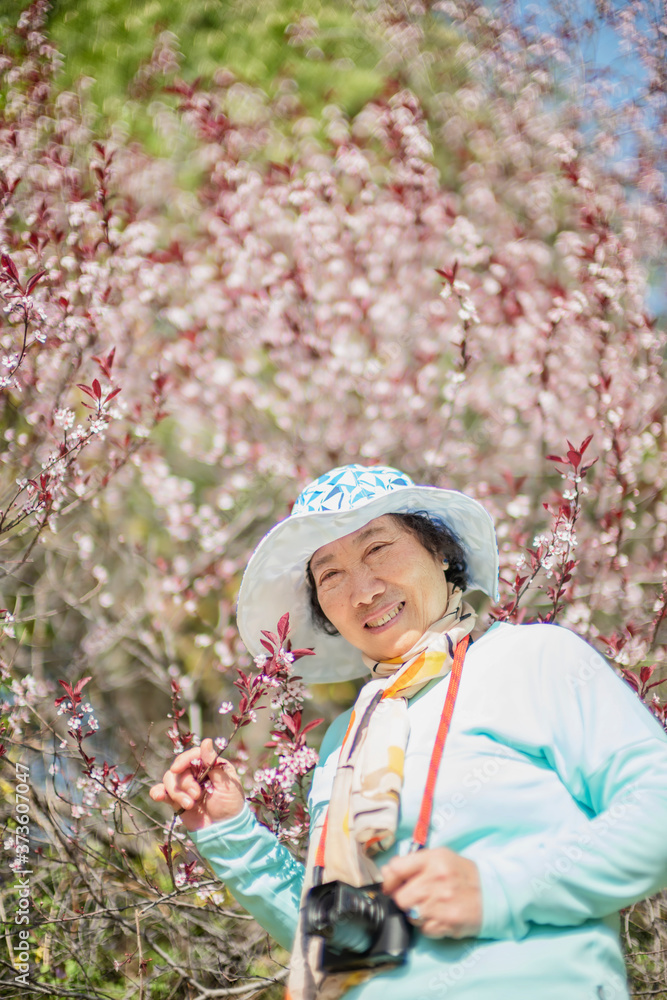 Portrait of happy senior beautiful woman in spring park Portrait of happy senior beautiful woman in spring park