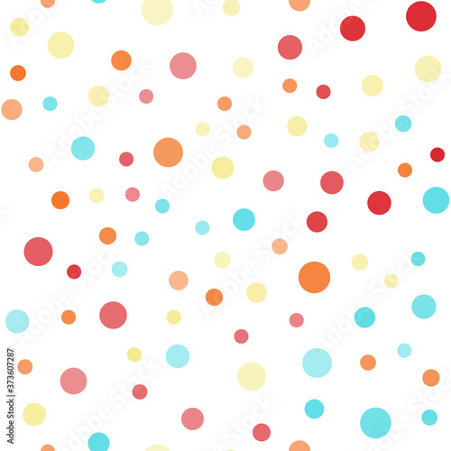 Seamless pattern with random colorful dots on white background. Vector