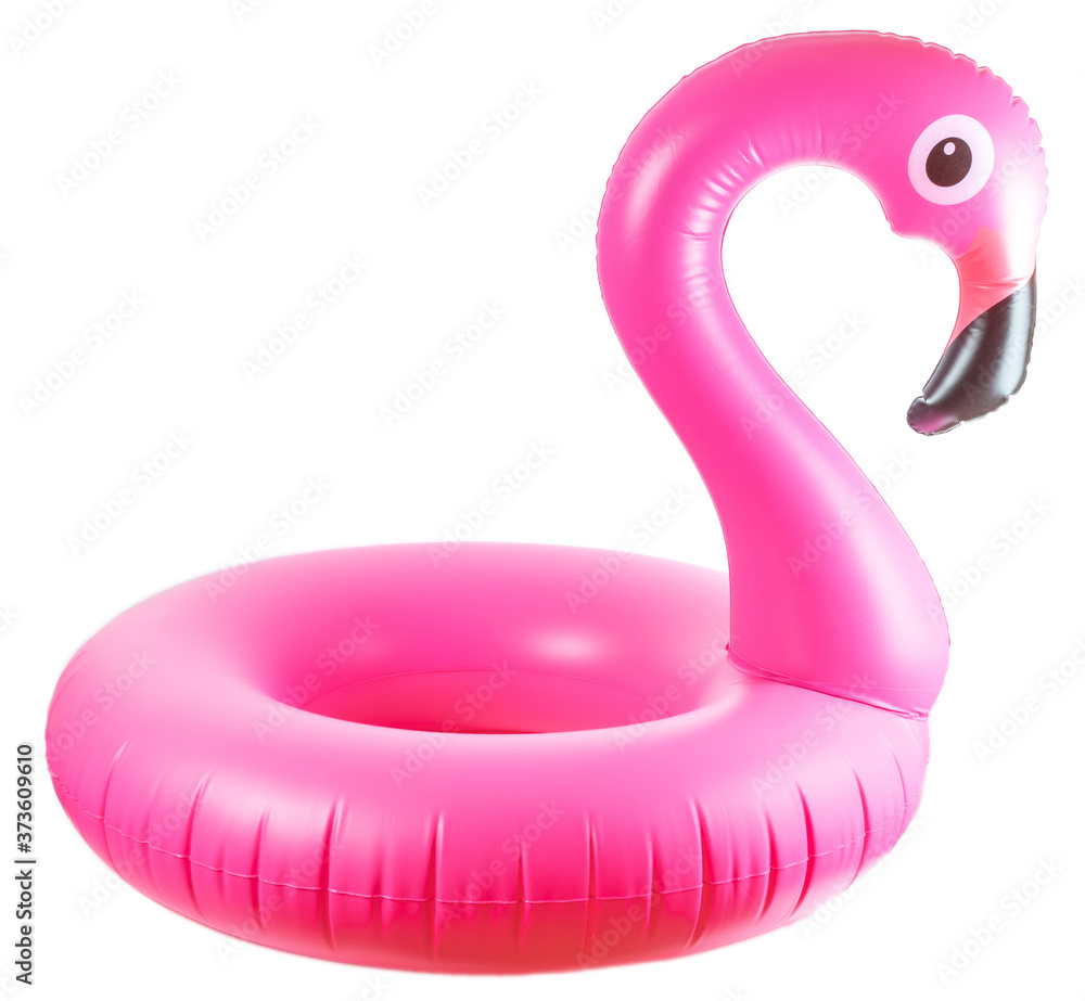 Flamingo print. Pink pool inflatable flamingo for summer beach isolated on white background. Minimal summer concept. Flamingo print. Pink pool inflatable flamingo for summer beach isolated on white background. Minimal summer concept.