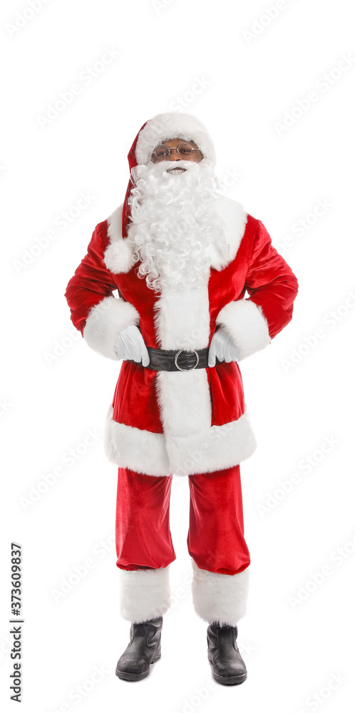 African-American Santa Claus on white background African-American Santa Claus on white background