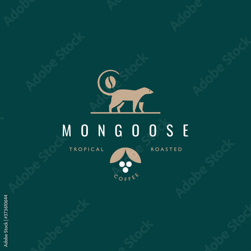 Weasel, mongoose, civet coffee shop logo design concept vector illustration