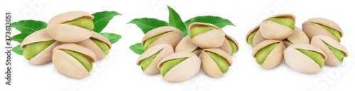 Wallpaper Mural pistachio with leaves isolated on white background with clipping path and full depth of field. Set r collection Torontodigital.ca