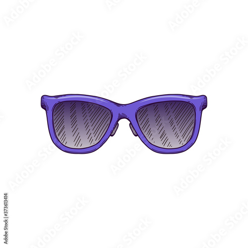 Photography Classic blue wayfarer sunglasses drawing isolated on white background