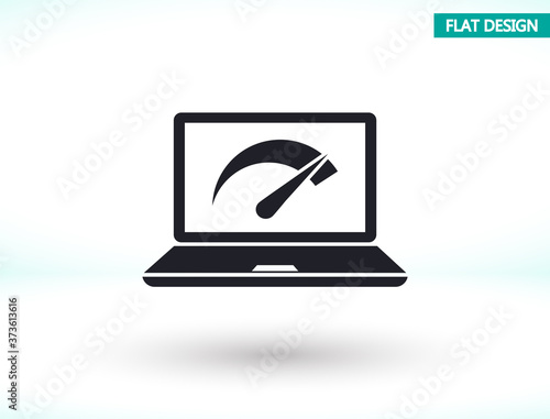 Speed test laptop vector icon , lorem ipsum Flat design