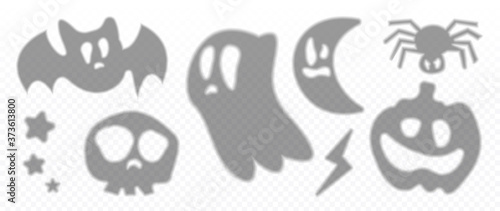 Transparent shadow overlay effect element for Halloween background decoration. Ghost Vector illustration.