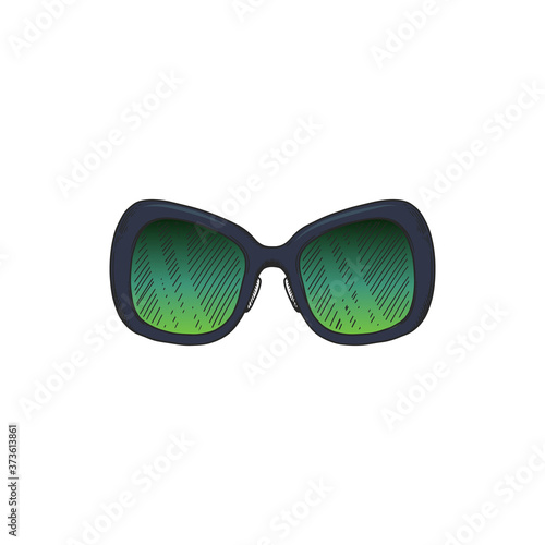 Oversized retro sunglasses with green rectangular lenses