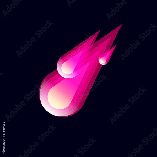 Comets logo. Meteors icon. Logo consist of some gradient shapes isolated, on black background.