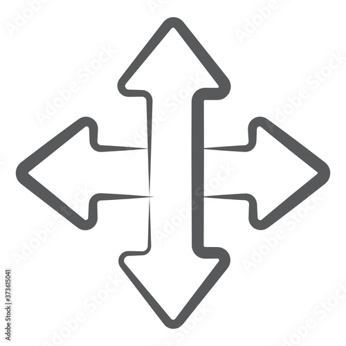 
Four way arrows icon in modern linear style, 
