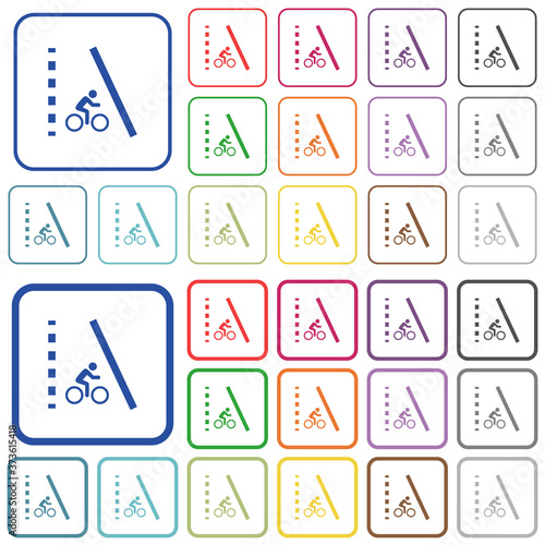 Bicycle lane outlined flat color icons photo