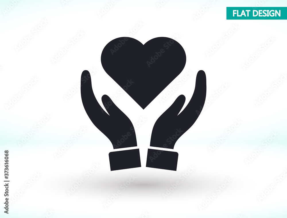 Heart in hand icon vector , lorem ipsum Flat design Heart in hand icon vector , lorem ipsum Flat design
