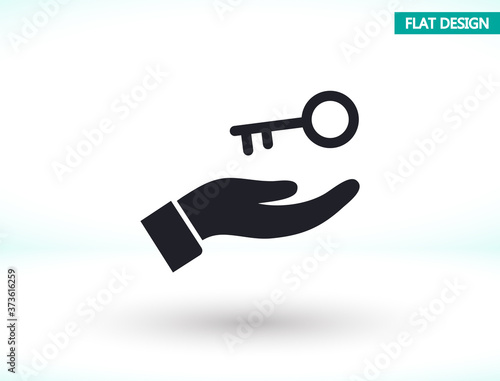 key in hand icon , lorem ipsum Flat design