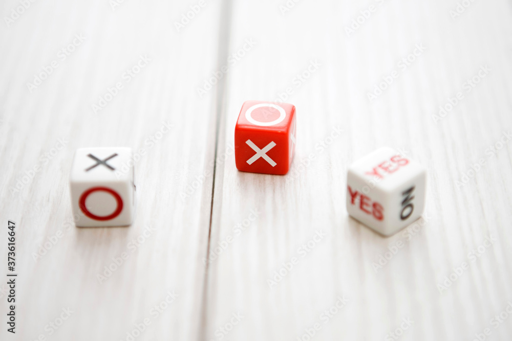 YES' or 'NO' and 'X' or 'O' dice YES' or 'NO' and 'X' or 'O' dice