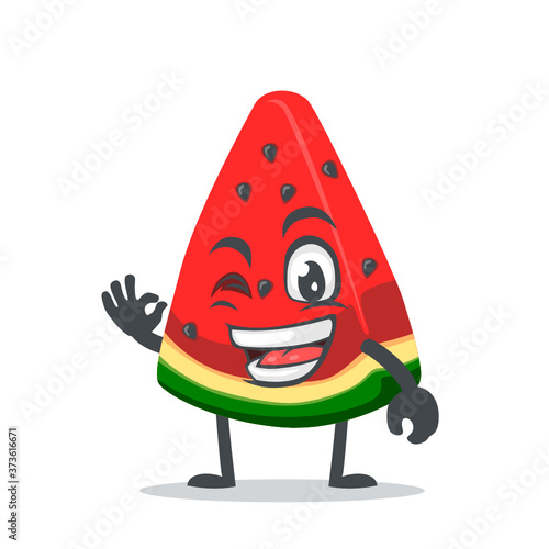 vector illustration of watermelon character or mascot with nice hand